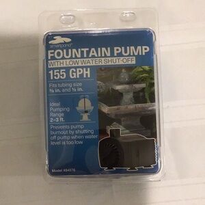 Black Fountain Pump with low water shut- off 155  GPH new